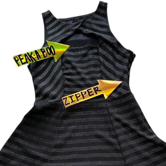 Womens Dress Size Small Black Tank Polka Dot Stripes Softgoth Business Casual - Picture 3 of 8